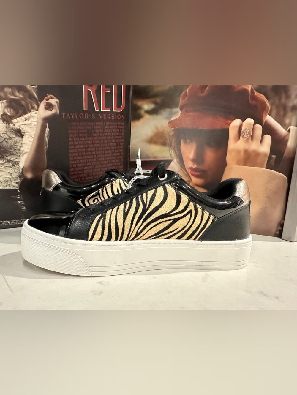 Carvela Women's Sneakers Size 8.5 Black Zebra Print Platform Shoes